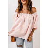 Azura Exchange Puff Sleeve Eyelet Babydoll Blouse - L thumbnail