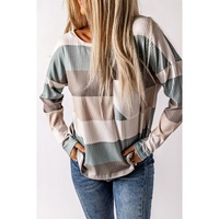 Azura Exchange Ribbed Color Block Long Sleeve Top with Pocket - S thumbnail