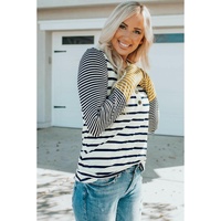 Azura Exchange Stripe Button Henley Top - S thumbnail