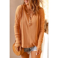 Azura Exchange Waffle Knit Henley Top - 2XL thumbnail