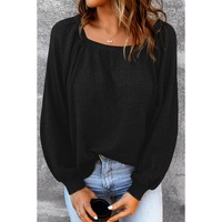 Azura Exchange Puff Sleeve Waffle Knit Top - M thumbnail