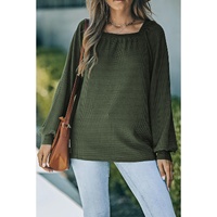 Azura Exchange Puff Sleeve Waffle Knit Top - S thumbnail
