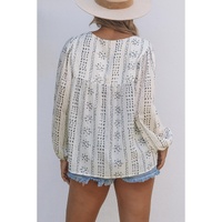 Azura Exchange Long Sleeve Embroidered Print Blouse - M thumbnail