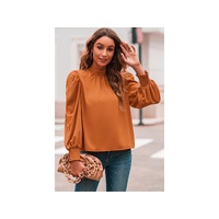 Azura Exchange Long Sleeve Mock Neck Chiffon Blouse - XL thumbnail