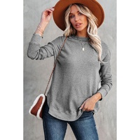 Azura Exchange Ribbed Trim Waffle Knit Top - M thumbnail