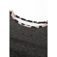 Azura Exchange Leopard Contrast Trim Knit Top - M thumbnail