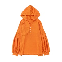 Azura Exchange V Neck Drop Shoulder Waffle Knit Top - L thumbnail