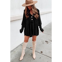 Azura Exchange Buttoned Waffle Knit Long Sleeve Top - L thumbnail