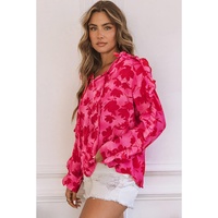 Azura Exchange Ruffled Floral Print Blouse - S thumbnail