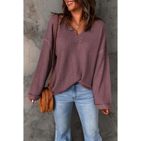 Azura Exchange Loose Waffle Knit Long Sleeve Top - S thumbnail