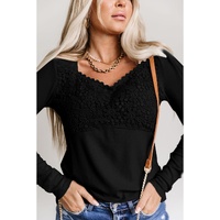 Azura Exchange Lace Crochet V Neck Top - L thumbnail