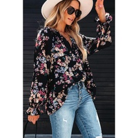 Azura Exchange Wildflower Print Chiffon Blouse - M thumbnail