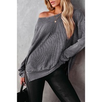 Azura Exchange Waffle Knit Side Slit Pullover Top - M thumbnail