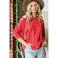 Azura Exchange Waffle Knit Side Slit Pullover - M thumbnail