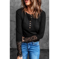 Azura Exchange Lace Hem Sleeve Button Top - XL thumbnail