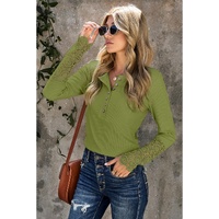 Azura Exchange Lace Hem Sleeve Button Top - XL thumbnail