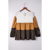 Azura Exchange Balloon Sleeve Color Block Blouse - L thumbnail
