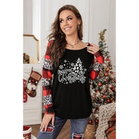 Azura Exchange Plaid Leopard Patchwork Long Sleeve Top - M thumbnail