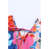 Azura Exchange Abstract Print V Neck Flutter Sleeve Blouse - M thumbnail