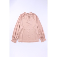 Azura Exchange High Neck Puff Sleeve Satin Blouse - M thumbnail