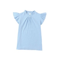 Azura Exchange Frilled Neck Textured Blouse - S thumbnail