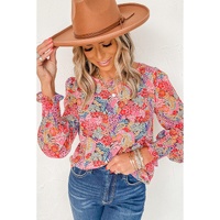 Azura Exchange Floral Puff Sleeve Blouse - XL thumbnail
