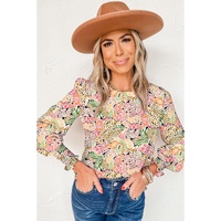 Azura Exchange Floral Print Puff Sleeve Blouse - S thumbnail