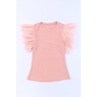 Azura Exchange Ruffle Sleeve Ribbed Knit Top - XL thumbnail