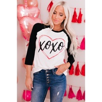 Azura Exchange Heart Graphic Contrast Sleeve Tee - S thumbnail