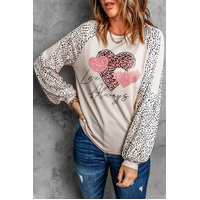 Azura Exchange Love Always Heart Leopard Color Block Top - L thumbnail