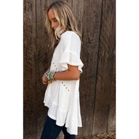 Azura Exchange Knit V Neck Studded Blouse - L thumbnail