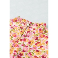 Azura Exchange Floral Ruffle Mock Neck Blouse - S thumbnail