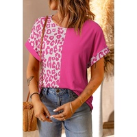 Azura Exchange Leopard Patchwork Short Sleeves Top - XL thumbnail