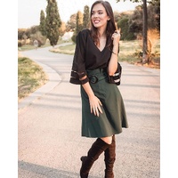 Black Flare Sleeve V Neck Loose Blouse - S thumbnail