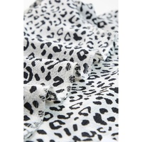 Leopard Ruffle Shoulder Embellished V-neck Sleeveless Top - L thumbnail