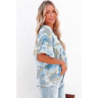 Azura Exchange Paisley Print Wide Sleeves Blouse - M thumbnail