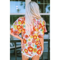 Azura Exchange Abstract Print V Neck Half Sleeve Blouse - S thumbnail