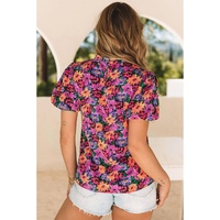 Azura Exchange Floral Print Puff Sleeve Blouse - S thumbnail