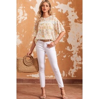 Azura Exchange Floral Print Wide Ruffle Sleeves Blouse - M thumbnail