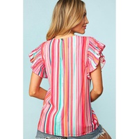 Azura Exchange Abstract Print Ruffle Sleeve Blouse - M thumbnail