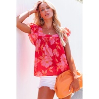 Azura Exchange Ruffle Sleeve Floral Blouse - L thumbnail