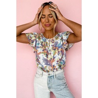 Azura Exchange Buttoned Ruffled Sleeve Blouse - S thumbnail