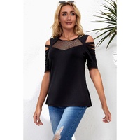 Azura Exchange Fishnet Splicing Cutout Shoulder Sleeve Top - S thumbnail