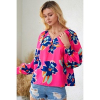 Azura Exchange Puff Sleeve Blouse with Flower Print - L thumbnail