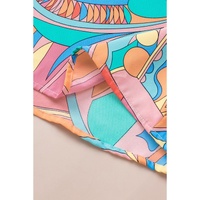 Azura Exchange Abstract Geometry Print Frilled V Neck Blouse - S thumbnail