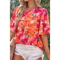 Azura Exchange Wide Sleeve Floral Print Blouse - S thumbnail