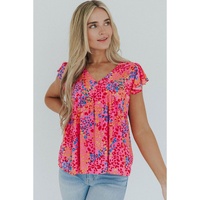 Azura Exchange Leopard Print Flutter Sleeve Blouse - M thumbnail