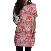 Azura Exchange Boho Flower Print Tunic Top - S thumbnail