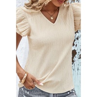 Azura Exchange Crinkle Textured V Neck Flutter Sleeve Top - XL thumbnail