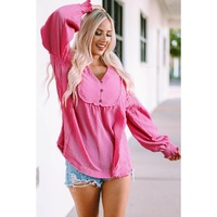 Azura Exchange Retro Frilled Seam Crinkle Puff Sleeve Blouse - L thumbnail